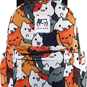 Roffatide Game Neko Atsume Anime Laptop Backpack Cute Cat School Bag Cartoon Printed Daypack