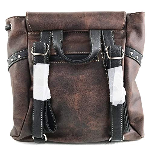Zelris Western Country Cross Chevron Design Square Rucksack Backpack with Matching Wallet Set (Brown Turquoise)