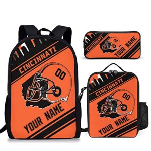 kyehwig custom cincinnati backpack 3pcs personalized school backpacks with lunch box pen pouch gift for boys girls