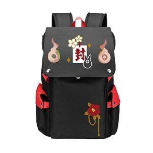 toilet bound hanako kun backpack bookbag schoolbag travel daypack with usb port (red1) large