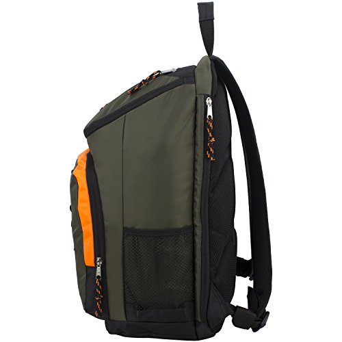 FUEL Top Load Multipurpose Backpack, Extra Large Main Compartment w/Easy Access, Padded Back w/Adjustable Comfort Straps, Front Molle Loops - Army Green/Blaze Orange