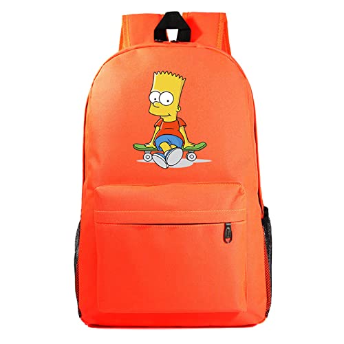 SAZAO Teen The Simpsons Bookbag Lightweight School Backpack Travel Laptop Backpack Durable High School Daypack for Boys, Orange, One Size