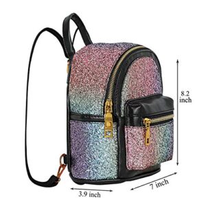 Girls Bling Mini Travel Backpack Kids Children School Bag Satchel Purses Daypack (black rainbow)