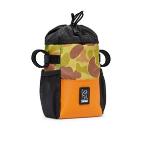 chrome industries doubletrack feed bag – bicycle handlebar pannier pouch, 1.5 liter, duck camo