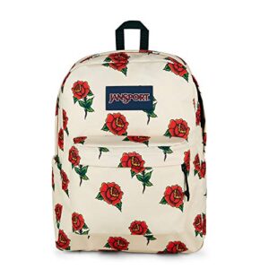 jansport superbreak backpack – school, travel, or work bookbag with water bottle pocket, flash floral