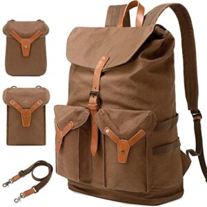 g-favor travel backpack for men women, 40l extra large canvas backpack high density detachable rucksack daypack weekender bag for outdoor hiking camping school