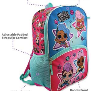 L.O.L. Surprise! Dolls Girls 16" Backpack 5 piece School Set (One Size, Blue/Pink)