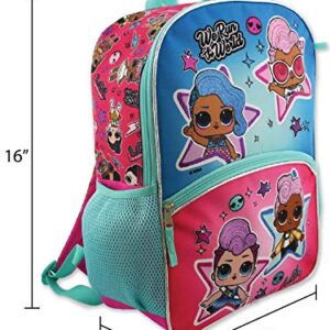 L.O.L. Surprise! Dolls Girls 16" Backpack 5 piece School Set (One Size, Blue/Pink)