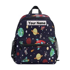 orezi custom kid’s name toddler backpack,personalized backpack with name/text daycare bag,customization (outer space rocket planets star astronaut) nursery bag preschool backpack baby diaper bag