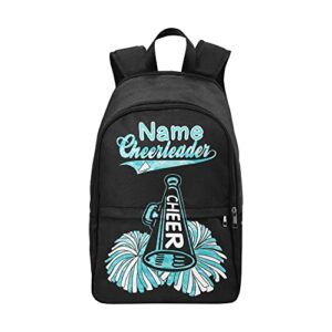 cuxweot personalized cheer blue art cheerleader backpack with name custom travel daypack bag for man woman gifts