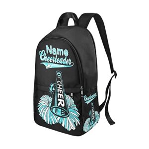 CUXWEOT Personalized Cheer Blue Art Cheerleader Backpack with Name Custom Travel Daypack Bag for Man Woman Gifts