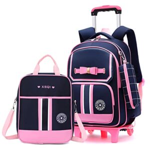 mfikaryi pretty princess girls rolling backpack,kids elementary primary wheeled schoolbag