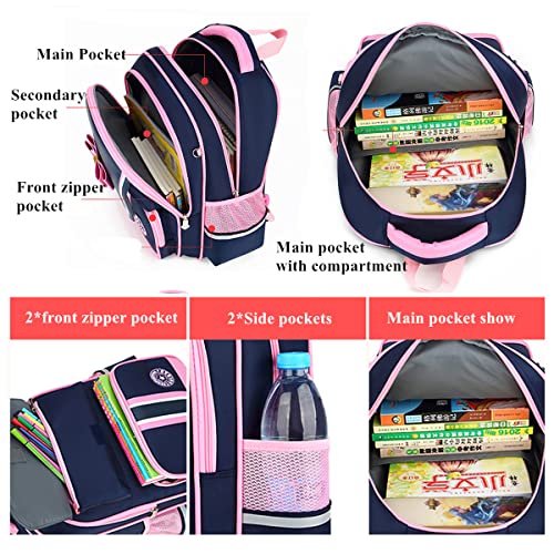 Mfikaryi Pretty Princess Girls Rolling Backpack,Kids Elementary Primary Wheeled Schoolbag