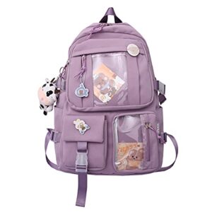 kawaii backpack for girls bag with pendant pins accessories cute aesthetic backpack large capacity laptop bag