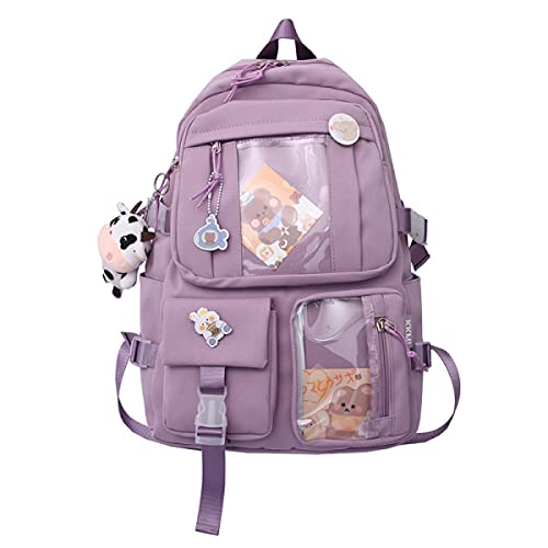 Kawaii Backpack for Girls Bag with Pendant Pins Accessories Cute Aesthetic Backpack Large Capacity Laptop Bag