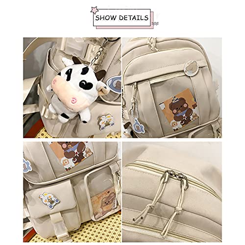 Kawaii Backpack for Girls Bag with Pendant Pins Accessories Cute Aesthetic Backpack Large Capacity Laptop Bag