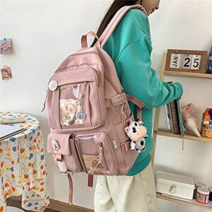 Kawaii Backpack for Girls Bag with Pendant Pins Accessories Cute Aesthetic Backpack Large Capacity Laptop Bag