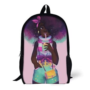 fdaslj african american girl 3d print backpacks lightweight rucksack – 17 inch