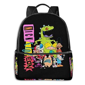 shanke hey arn-old black backpack, classic men’s and women’s backpack with cartoons.