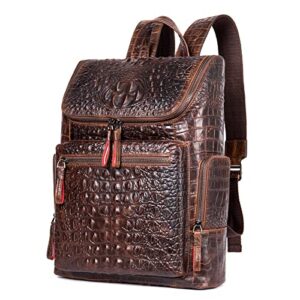 seegeeneey genuine leather backpack satchel for men travel bag 14” laptop bag business bag briefcase handbag book bag for school (brown)