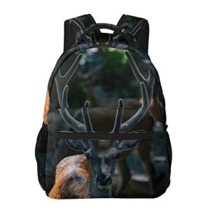 Outdoor Wildlife Deer Antler Lightweight Casual Student Backpack -- Light And Portable, Suitable For School, Work, Weekend Vacation, Travel, 7.8x11.4x15.7 Inch.