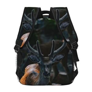 Outdoor Wildlife Deer Antler Lightweight Casual Student Backpack -- Light And Portable, Suitable For School, Work, Weekend Vacation, Travel, 7.8x11.4x15.7 Inch.