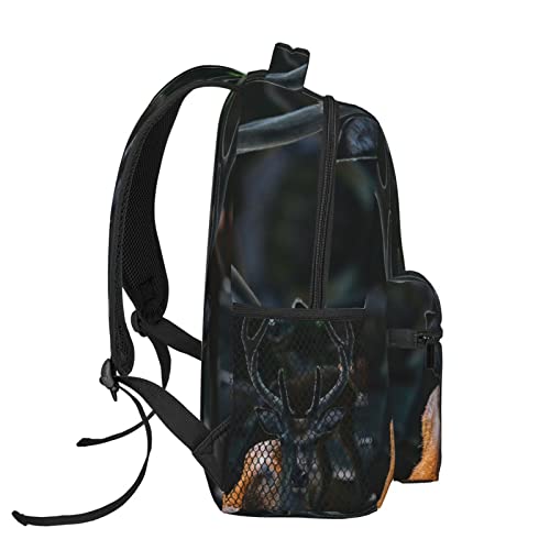 Outdoor Wildlife Deer Antler Lightweight Casual Student Backpack -- Light And Portable, Suitable For School, Work, Weekend Vacation, Travel, 7.8x11.4x15.7 Inch.