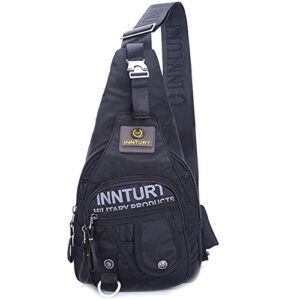 innturt nylon sling bag small backpack crossbody shoulder bag sling pack black
