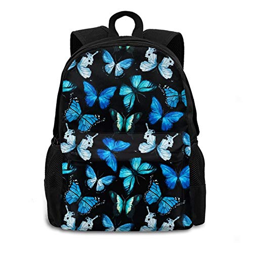 JASMODER Blue Watercolor Butterfly Y2K laptop Pack Travel School College Backpack For Teen Boys Girls