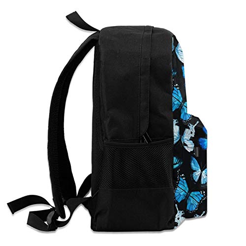 JASMODER Blue Watercolor Butterfly Y2K laptop Pack Travel School College Backpack For Teen Boys Girls