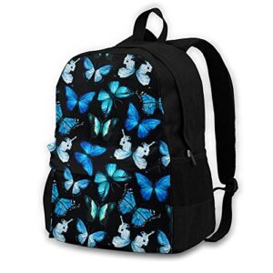 JASMODER Blue Watercolor Butterfly Y2K laptop Pack Travel School College Backpack For Teen Boys Girls