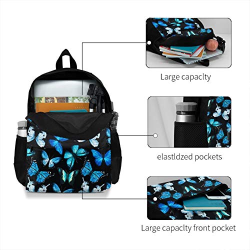 JASMODER Blue Watercolor Butterfly Y2K laptop Pack Travel School College Backpack For Teen Boys Girls