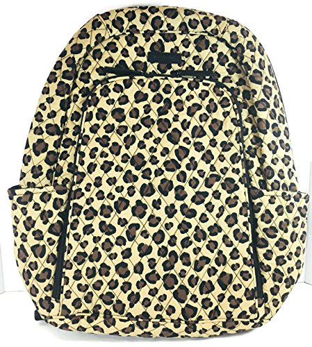 Vera Bradley Laptop Backpack (Updated Version) with Solid Color Interiors (Leopard with Black Interior)