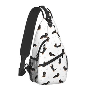 jumou dachshund sling bag crossbody backpack women men travel chest bag casual outdoor sports running hiking