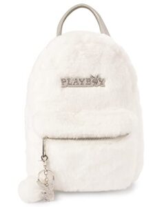 spencer’s white furry playboy mini backpack