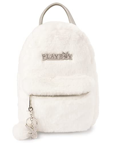 Spencer's White Furry Playboy Mini Backpack