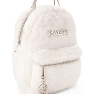 Spencer's White Furry Playboy Mini Backpack