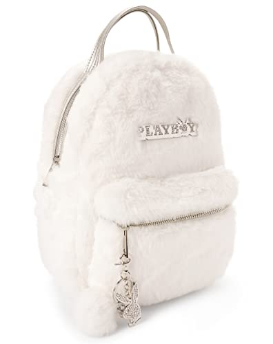 Spencer's White Furry Playboy Mini Backpack