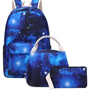 JIANYA Galaxy Backpack for Boys and Girls, Kids Backpack with Lunch Box Boy Backpack Girls School Book Bags