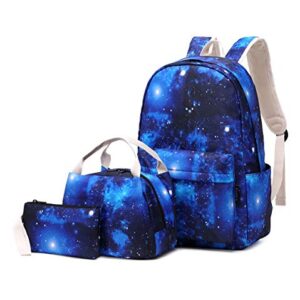 JIANYA Galaxy Backpack for Boys and Girls, Kids Backpack with Lunch Box Boy Backpack Girls School Book Bags