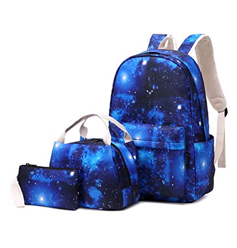 JIANYA Galaxy Backpack for Boys and Girls, Kids Backpack with Lunch Box Boy Backpack Girls School Book Bags