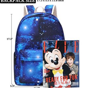 JIANYA Galaxy Backpack for Boys and Girls, Kids Backpack with Lunch Box Boy Backpack Girls School Book Bags