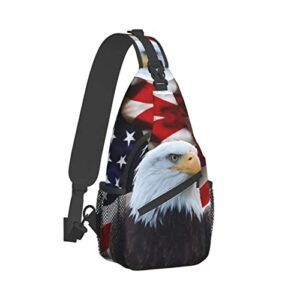 eagle usa flag sling bag backpack women men crossbody shoulder chest bag unisex for travel casual hiking with adjustable strap