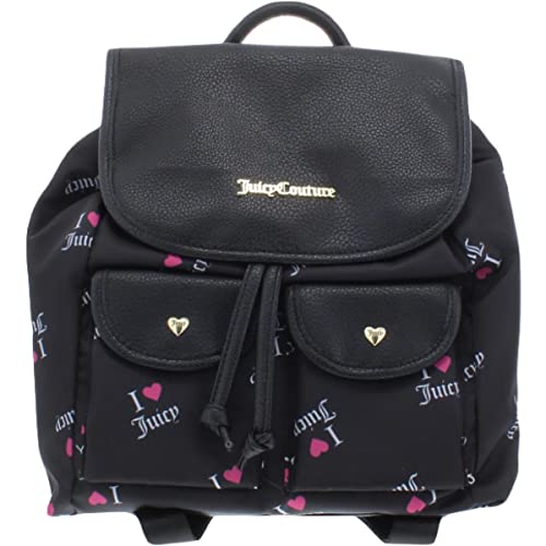 Juicy Couture Womens Love Club Logo Durable Backpack Black Large