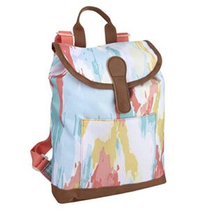 emma & chloe reinforced bottom top loading backpack canvas mini bucket backpack purse for women, girls for school, travel, work (tie dyed)