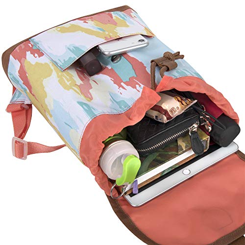 Emma & Chloe Reinforced Bottom Top Loading Backpack Canvas Mini Bucket Backpack Purse for Women, Girls for School, Travel, Work (Tie Dyed)