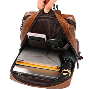 QICHUANG Men Vintage Sling Bag PU Leather Crossbody Unbalance Shoulder Bag with USB Charging Port Gift for Men