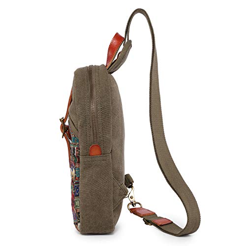 TSD Brand Four Season Canvas Sling Bag (Olive)