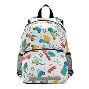 mchiver transportation cars toddler backpack for preschool kids school backpack for girls boys cute bookbag with leash for travel