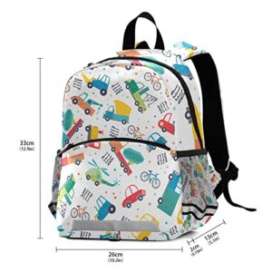 MCHIVER Transportation Cars Toddler Backpack for Preschool Kids School Backpack for Girls Boys Cute Bookbag with Leash for Travel